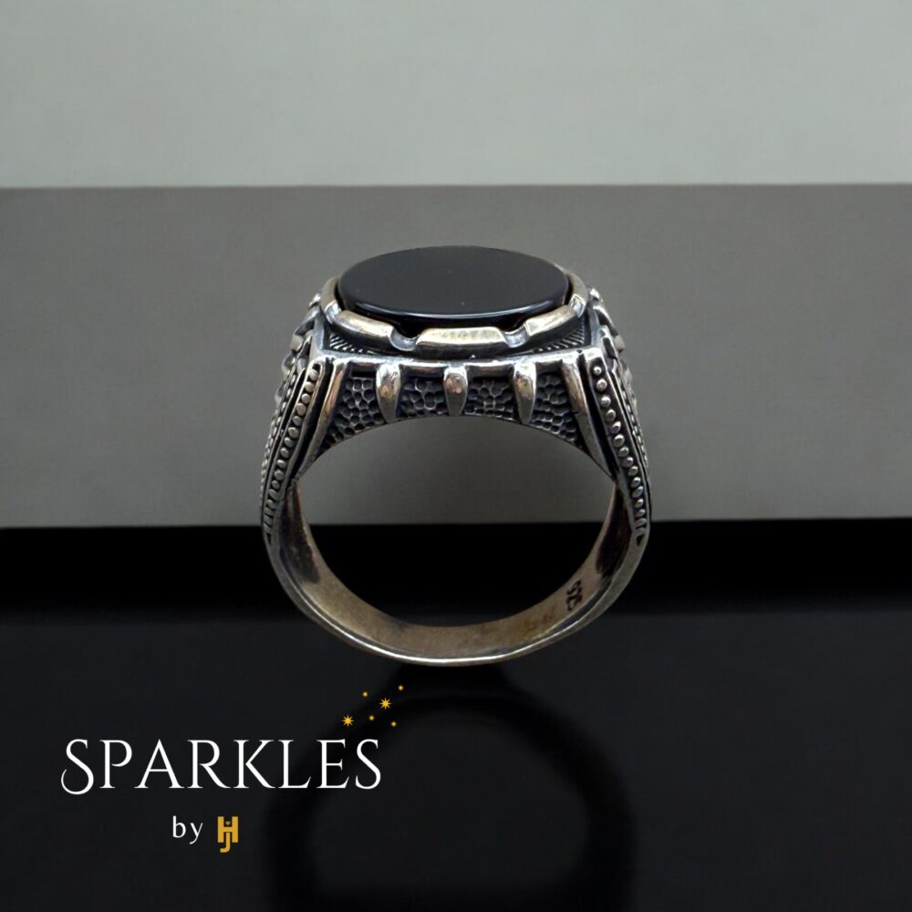 ANTIQUE ROUND AGATE RING - 925 - Image 2