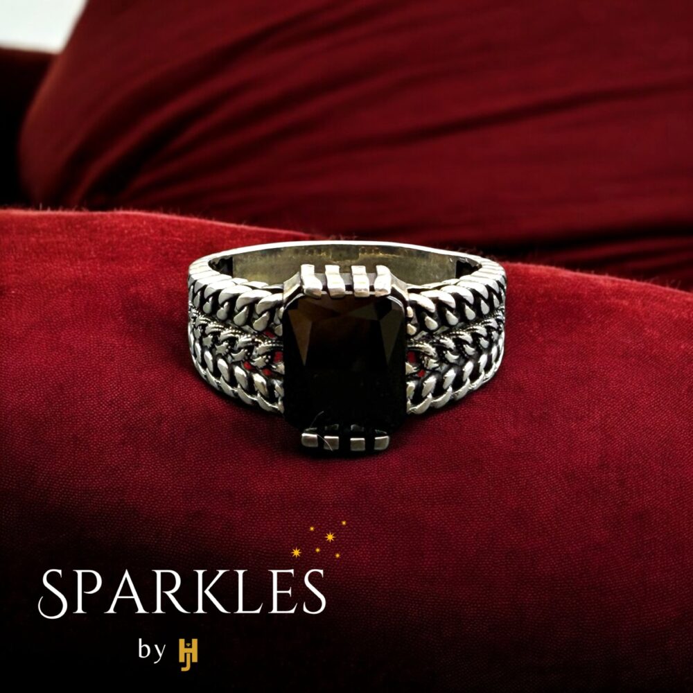 LINKED CUBAN AGATE RING - 925 - Image 2
