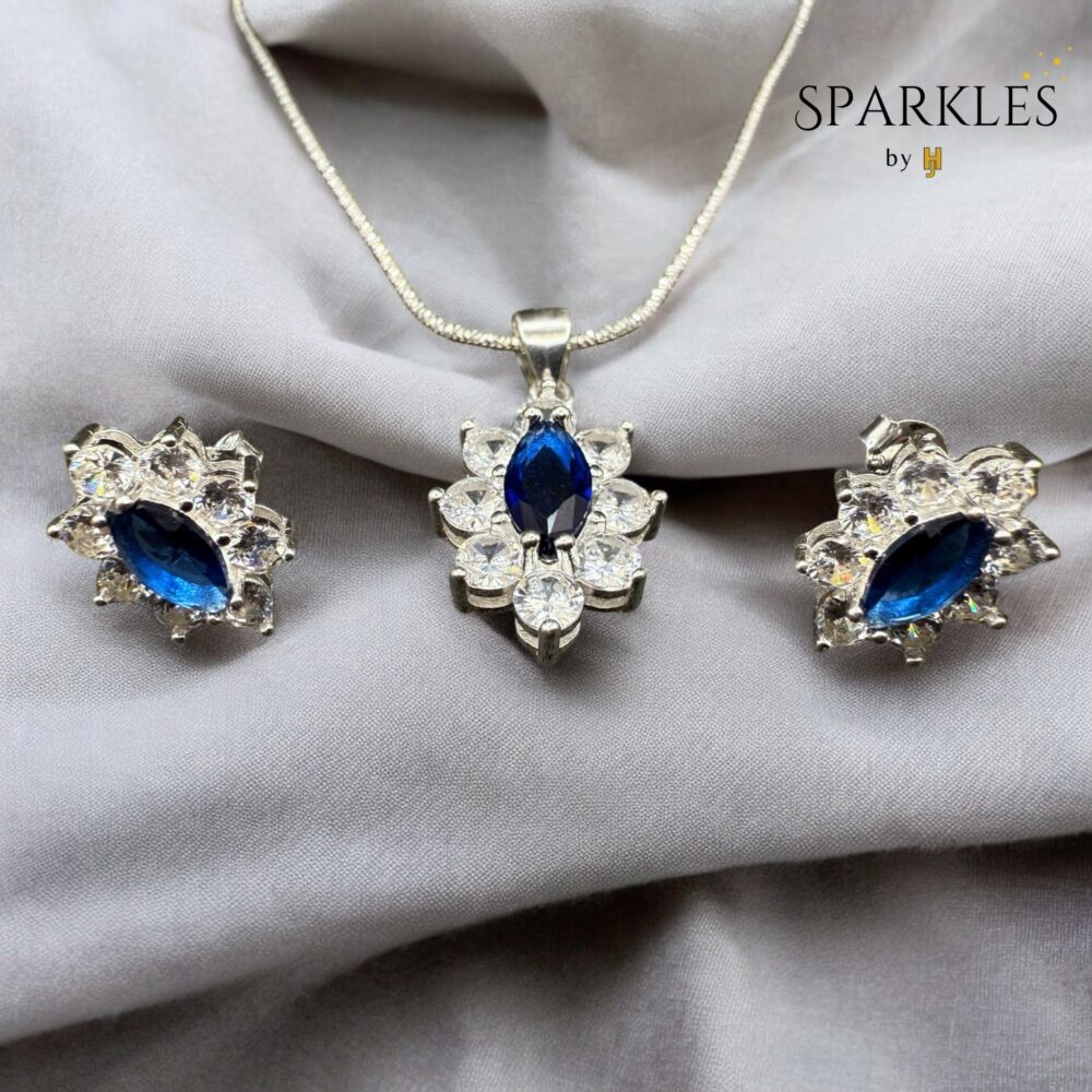BLUE MARQUISE LOCKET SET - 925