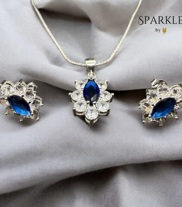 BLUE MARQUISE LOCKET SET - 925