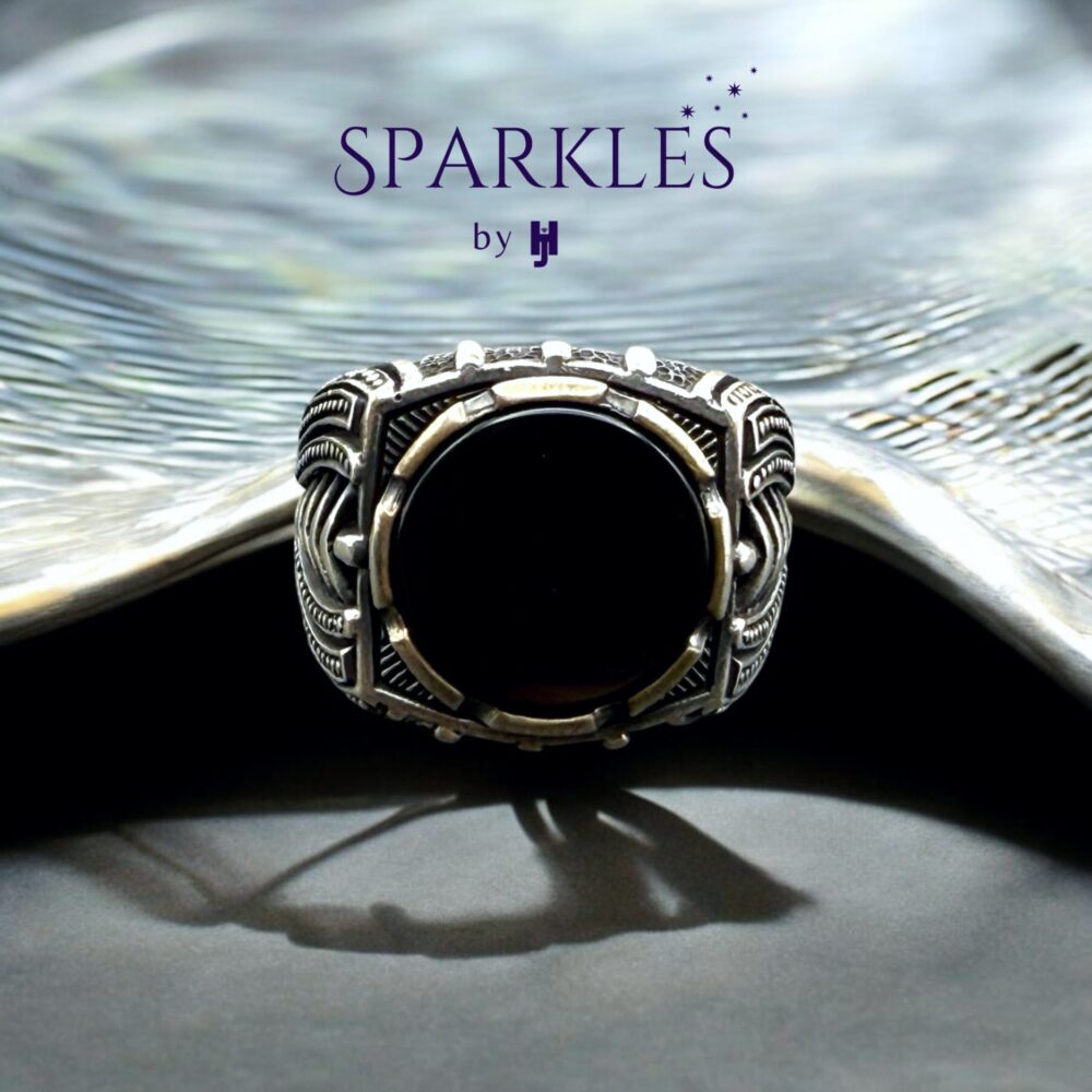ANTIQUE ROUND AGATE RING - 925 - Image 4